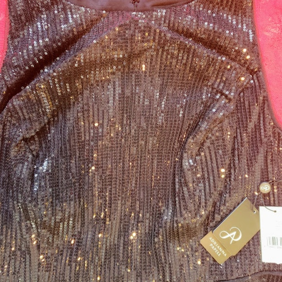 Adrianna Papell Halter Pleated Sequin Dress - Picture 3 of 7